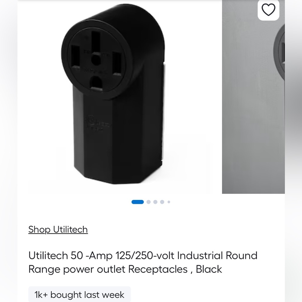 Utilitech 50-Amp 125/250V Industrial Round Range Outlet - Black